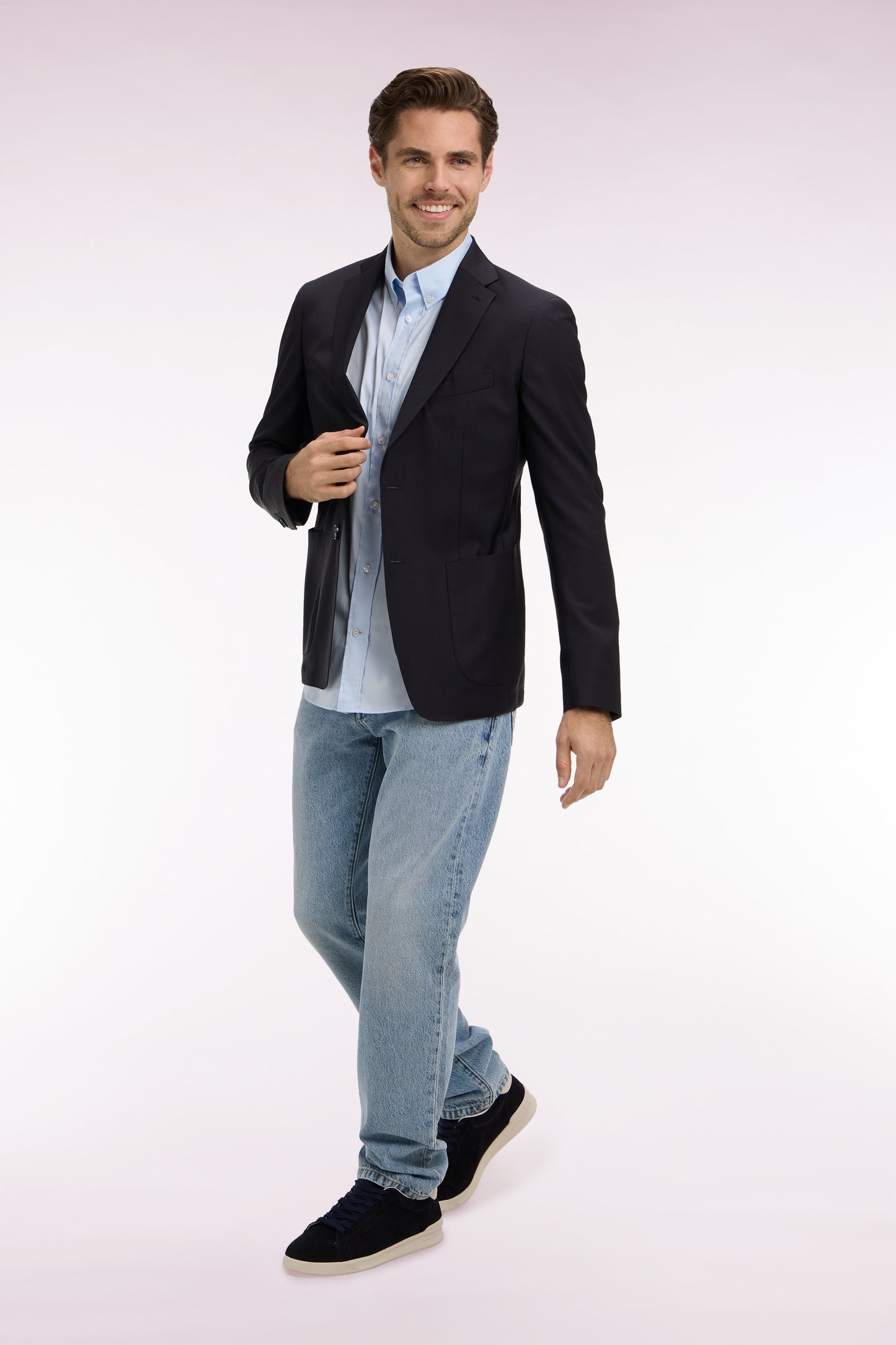 Veste blazer en laine recyclée mélangée marine