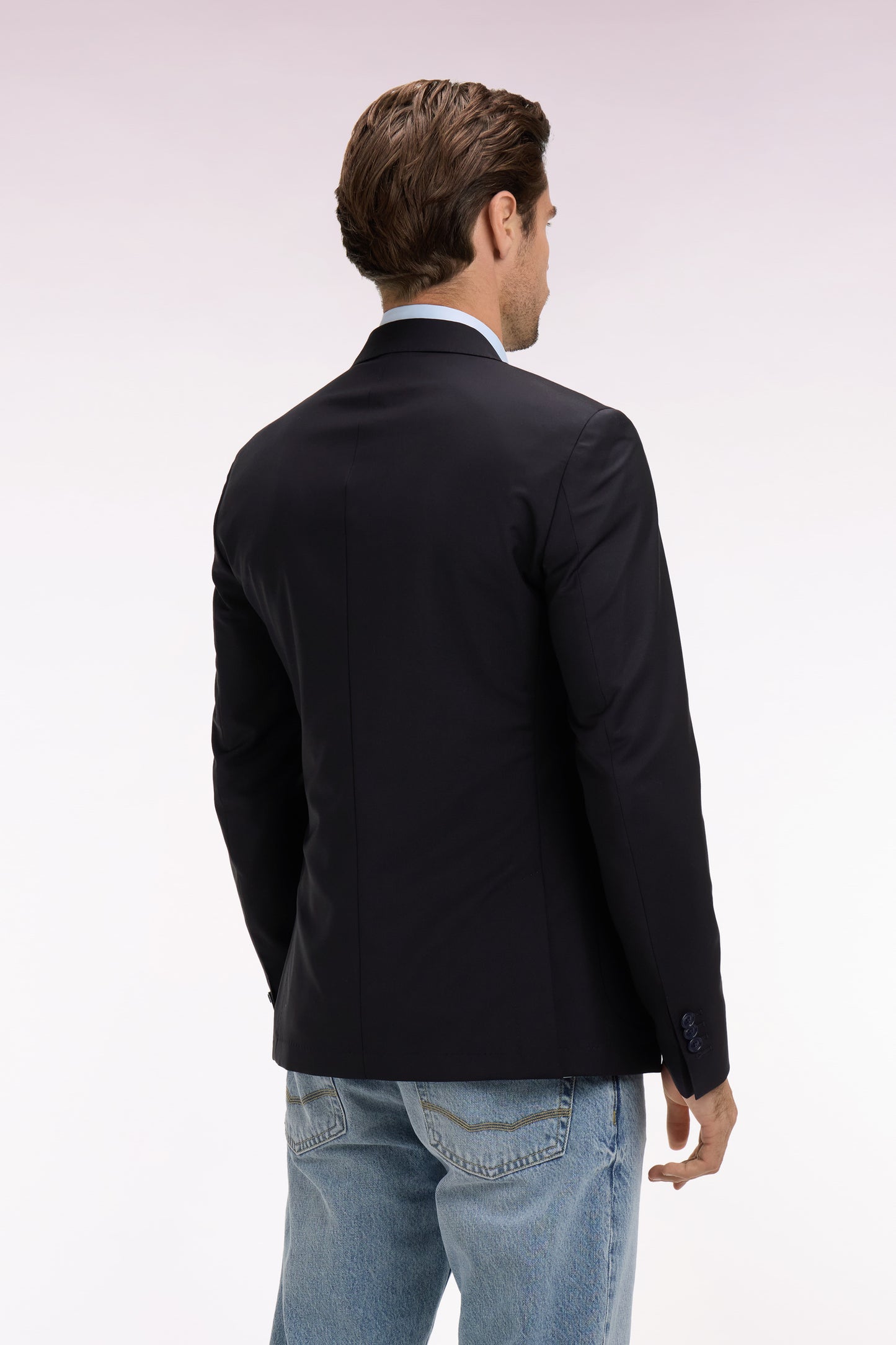 Veste blazer en laine recyclée mélangée marine