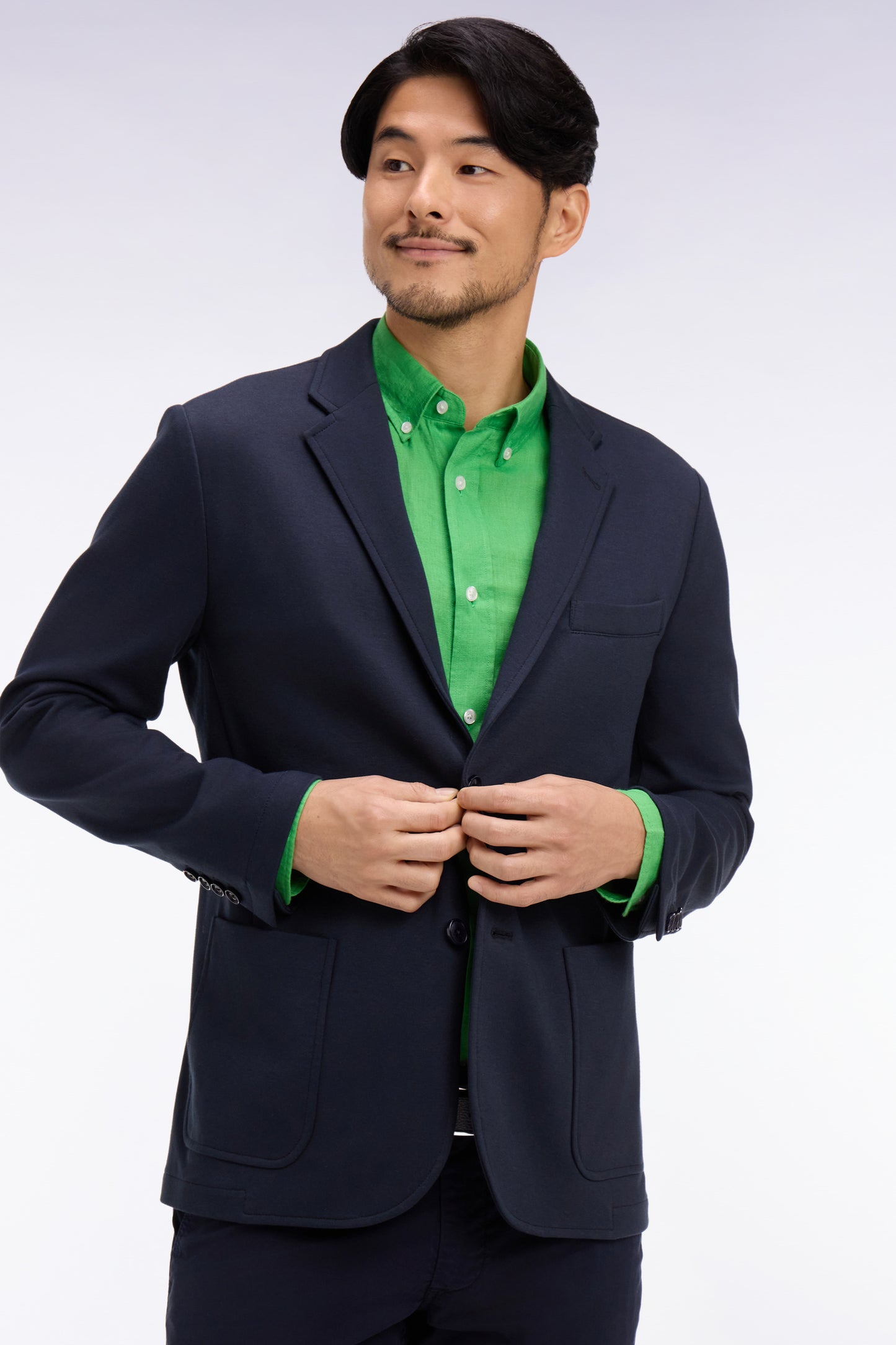 Veste en jersey de coton stretch marine