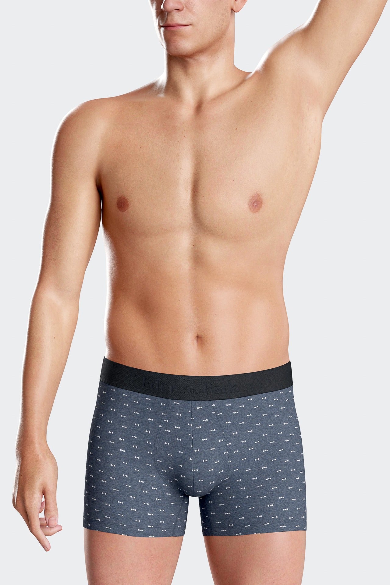 Lot de 2 boxers en coton stretch uni et micro-motifs bleu foncé