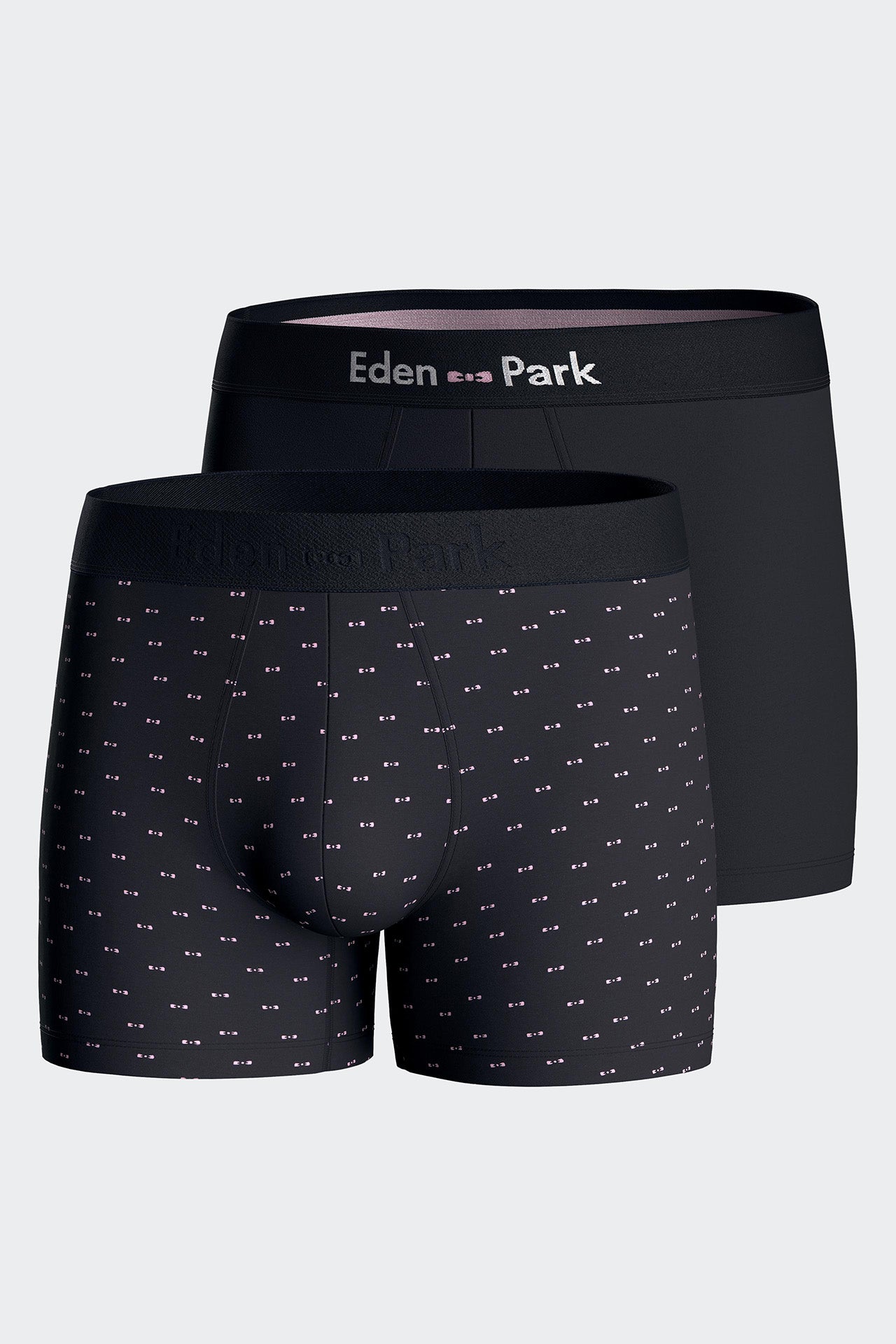 Lot de deux boxers en jersey de coton stretch marine et micromotifs
