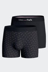 Lot de deux boxers en jersey de coton stretch marine et micromotifs