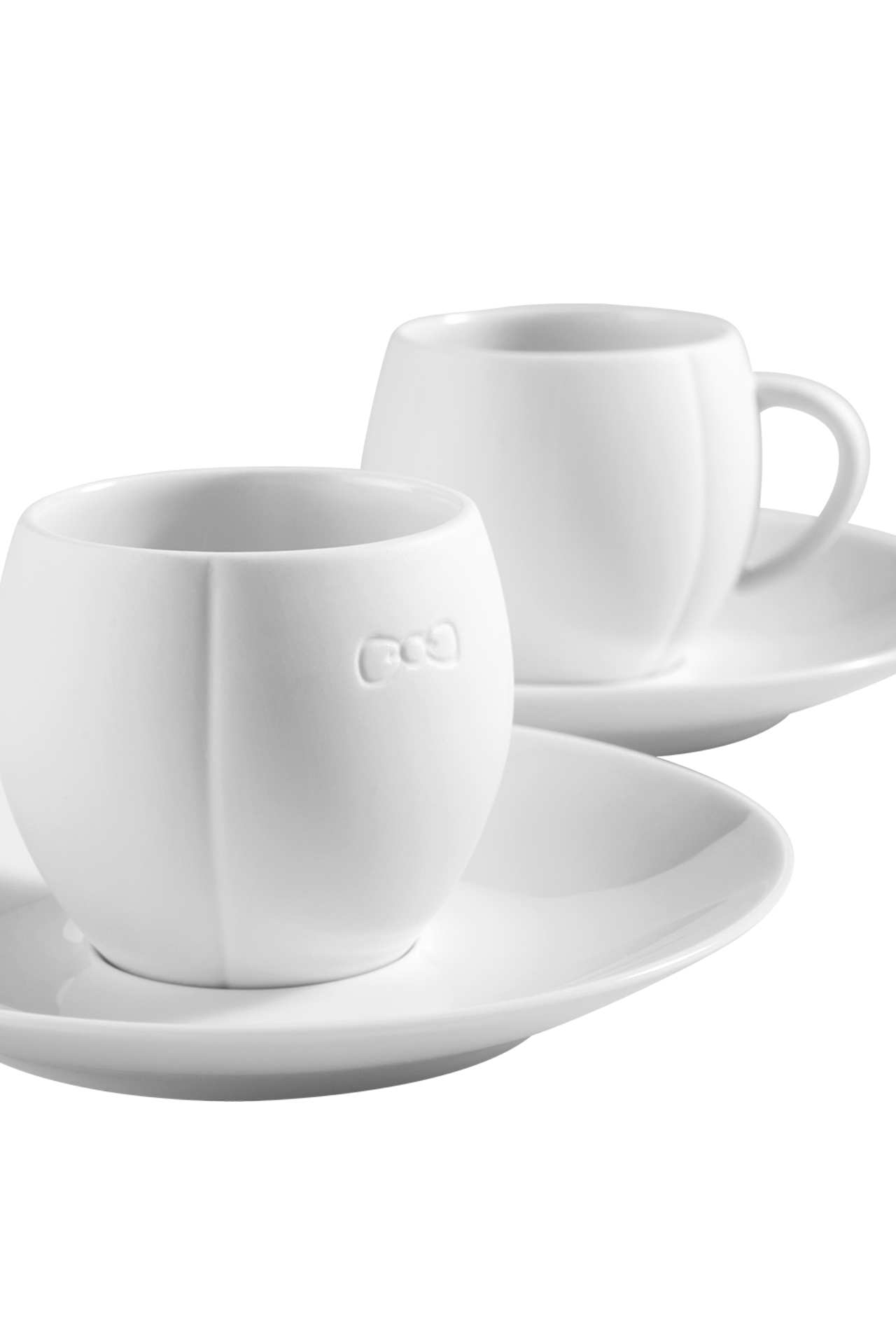 Lot de 2 tasses et sous-tasses blanches en porcelaine