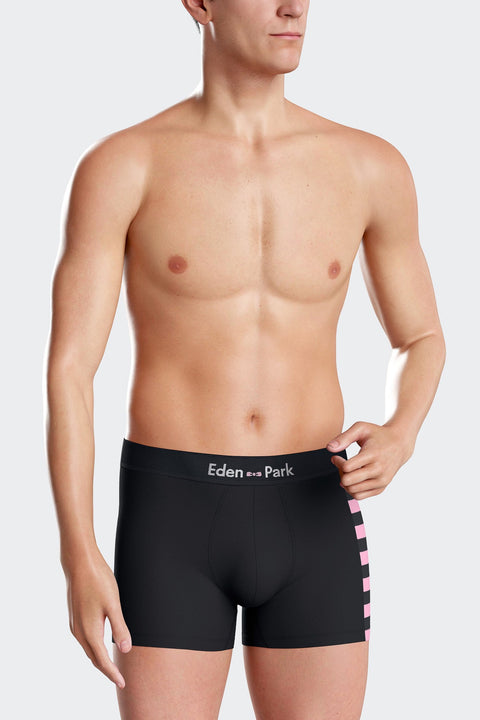 Lot de 2 boxers bleu marine détails cerclés roses en coton stretch - Image 2