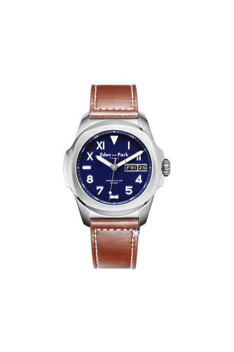 Brown leather quartz watch - Image 1