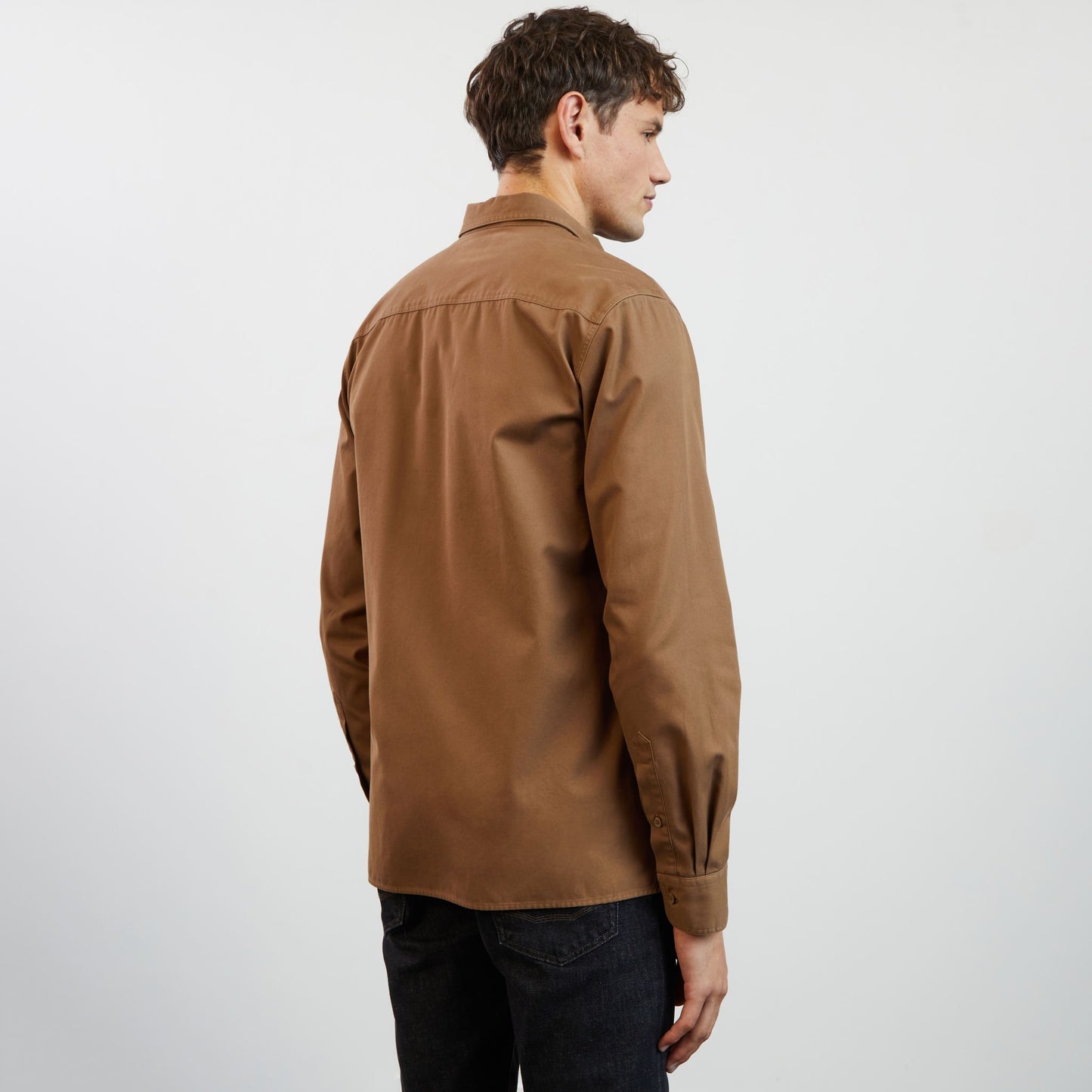 Plain dark beige twill shirt