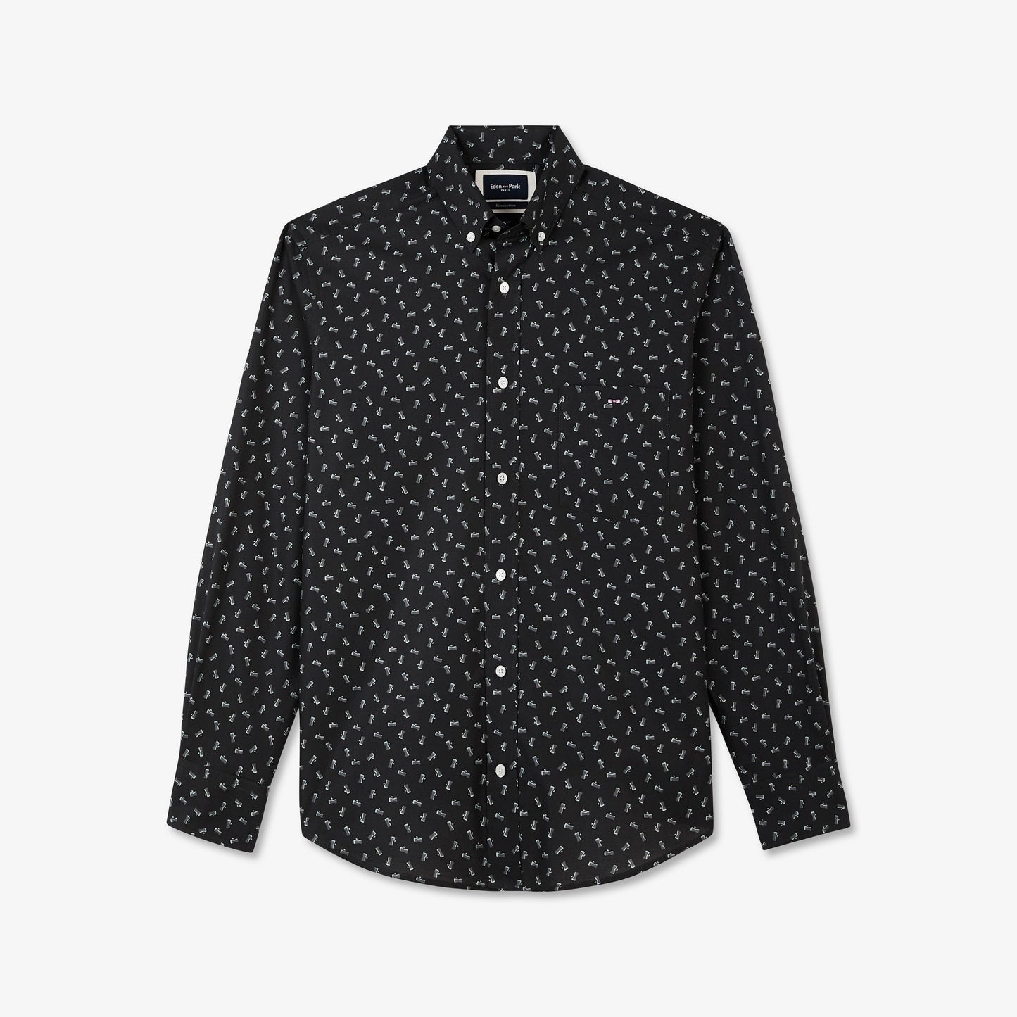 Chemise gris foncé en coton Pima imprimé exclusif