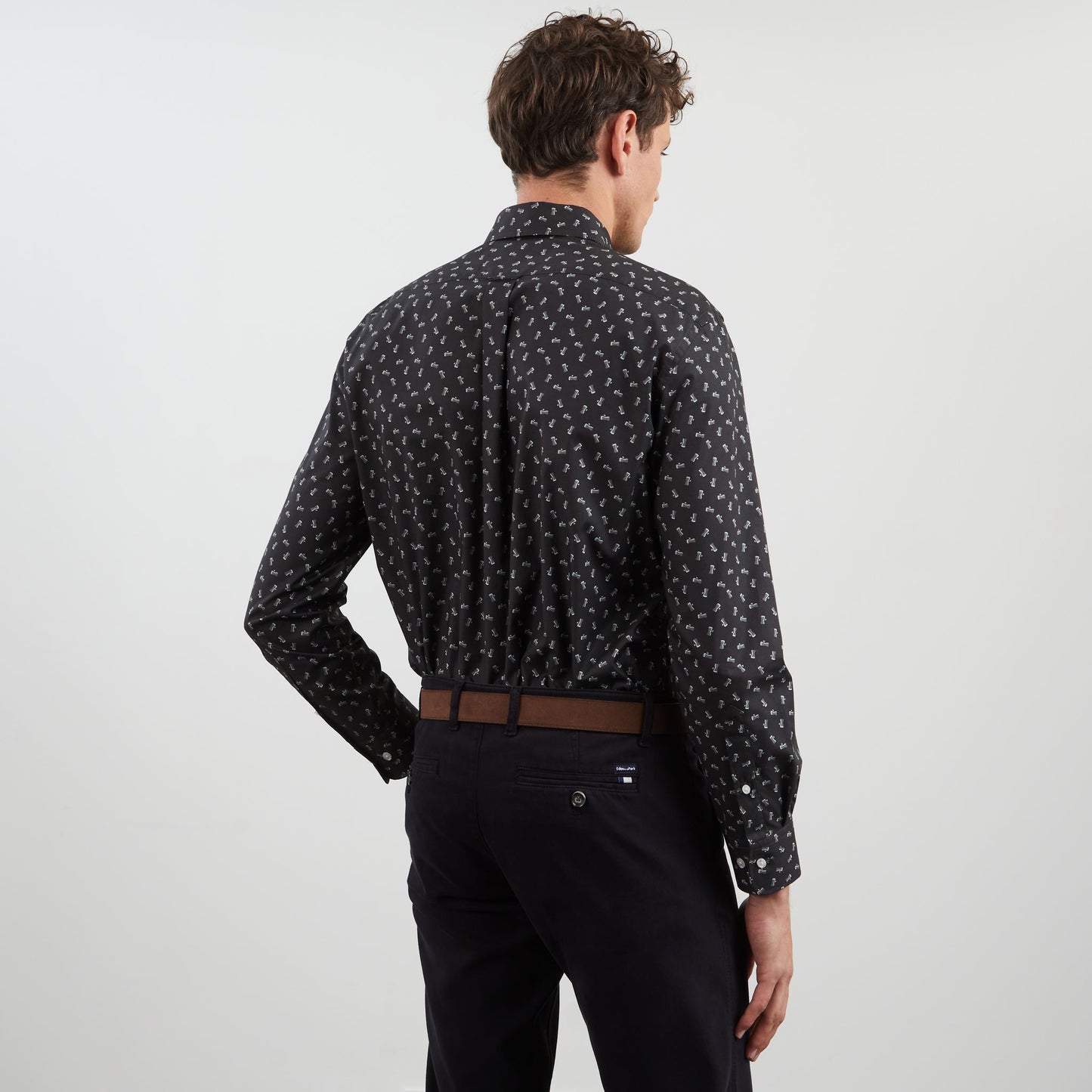 Chemise gris foncé en coton Pima imprimé exclusif