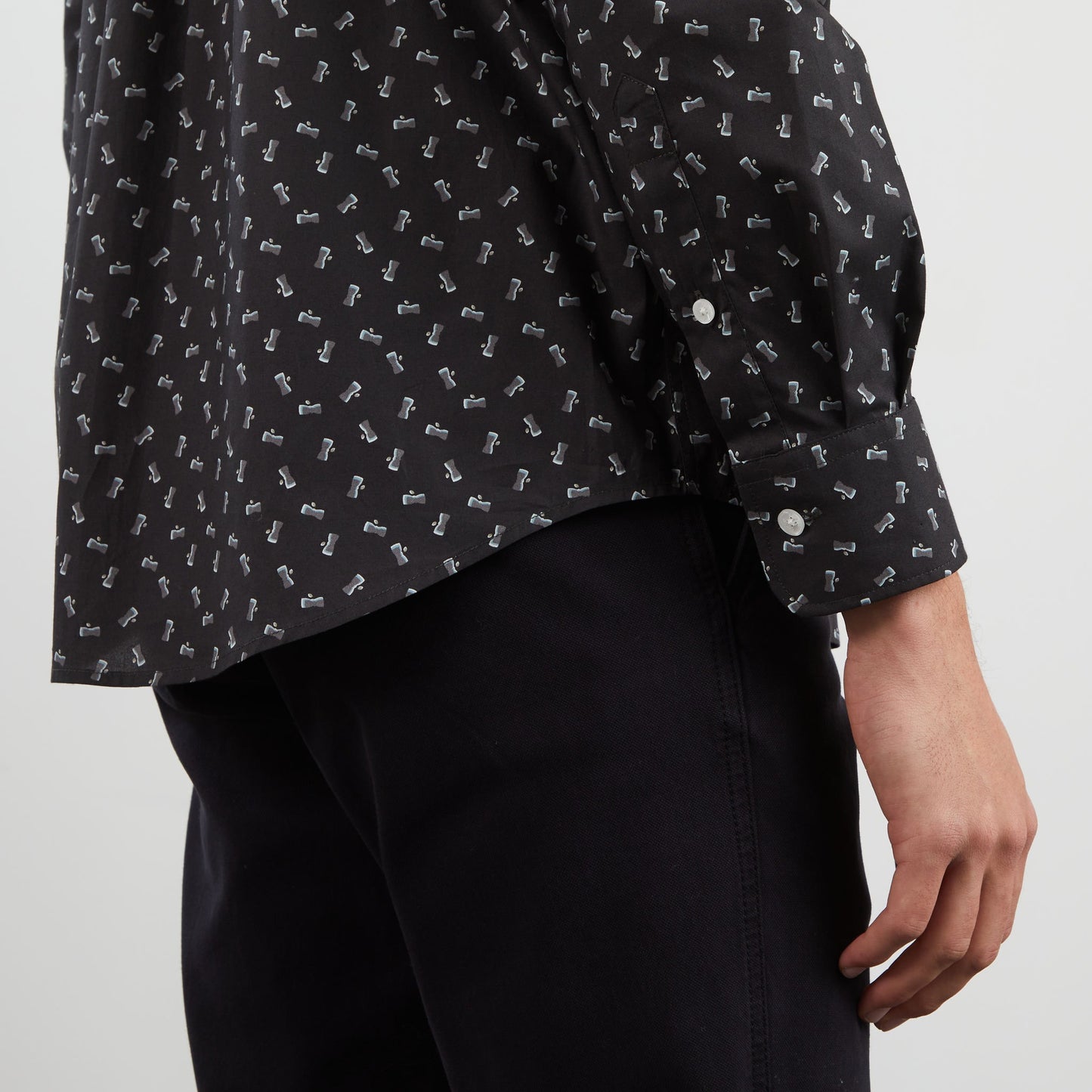 Chemise gris foncé en coton Pima imprimé exclusif