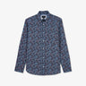 Chemise bleue imprimé exclusif fleuri