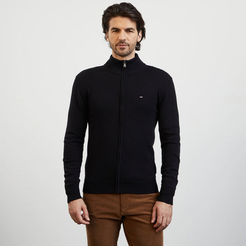 Black zip cardigan with stand-up collar - Image 3