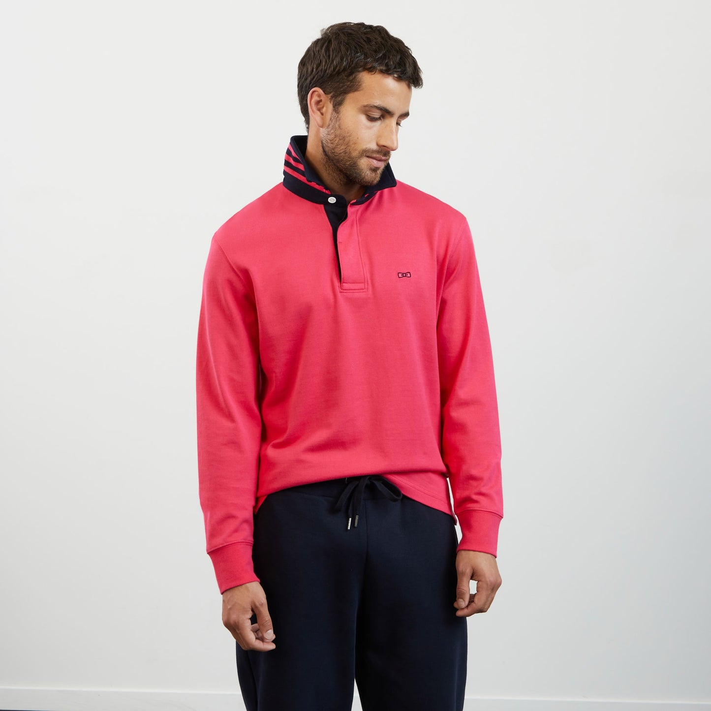Pink long-sleeved rugby shirt