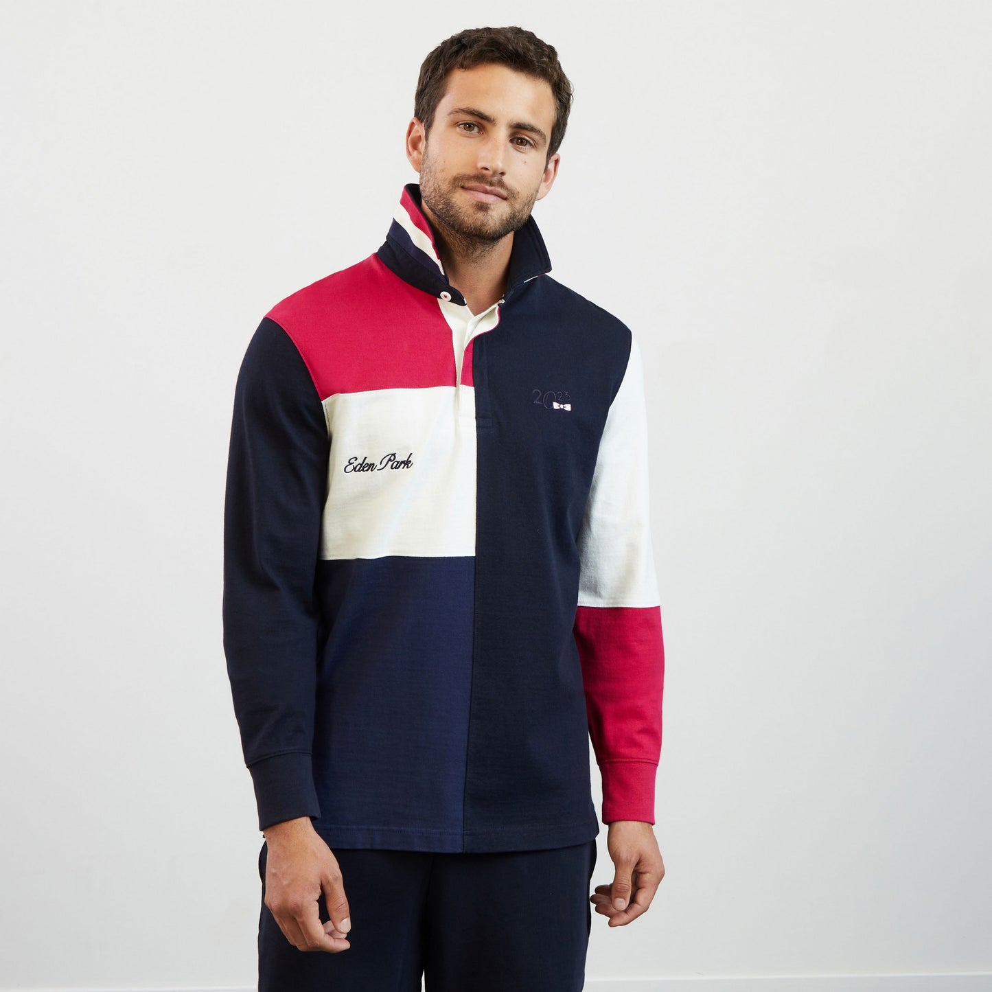 Maillot bleu foncé colorblock à broderies 2023