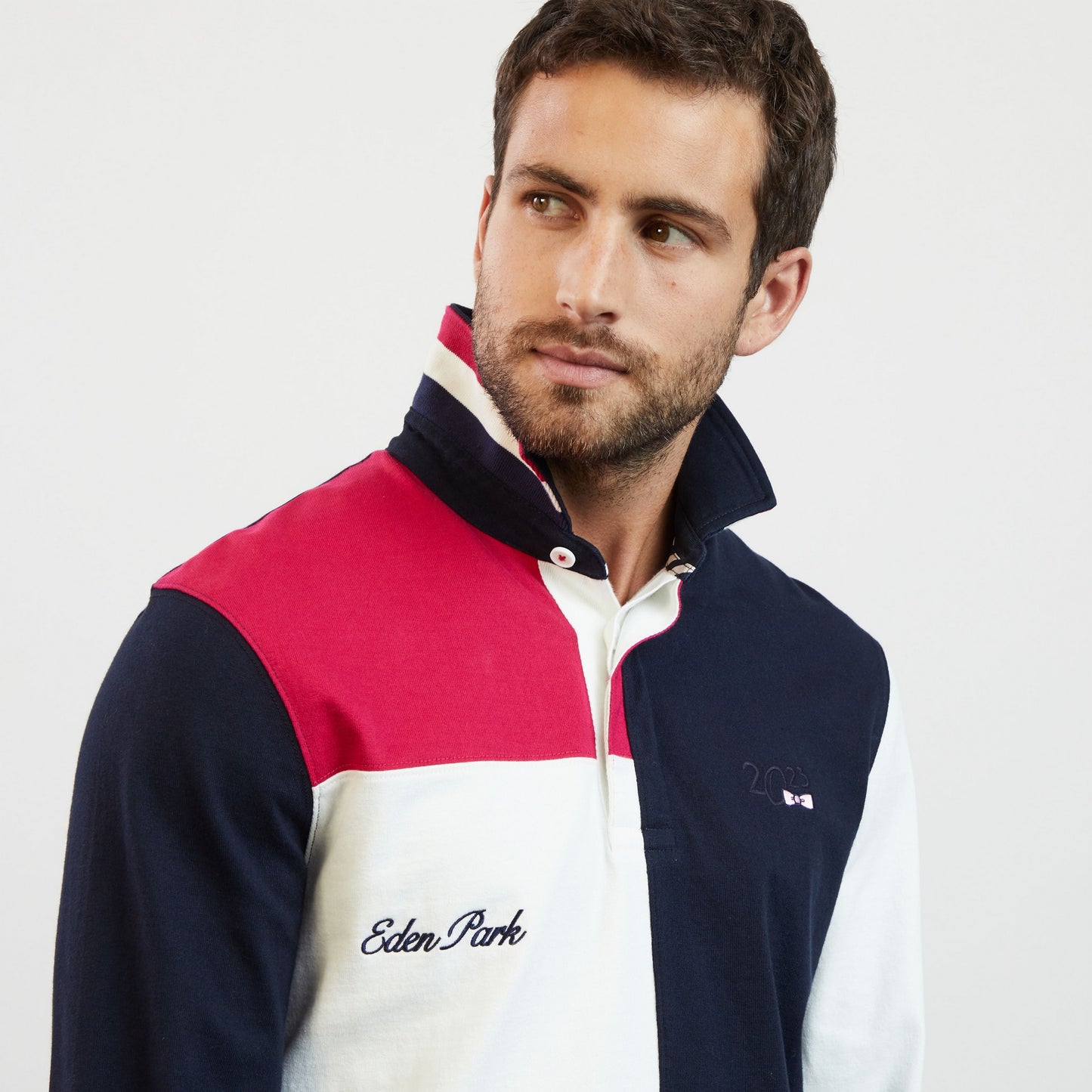 Maillot bleu foncé colorblock à broderies 2023