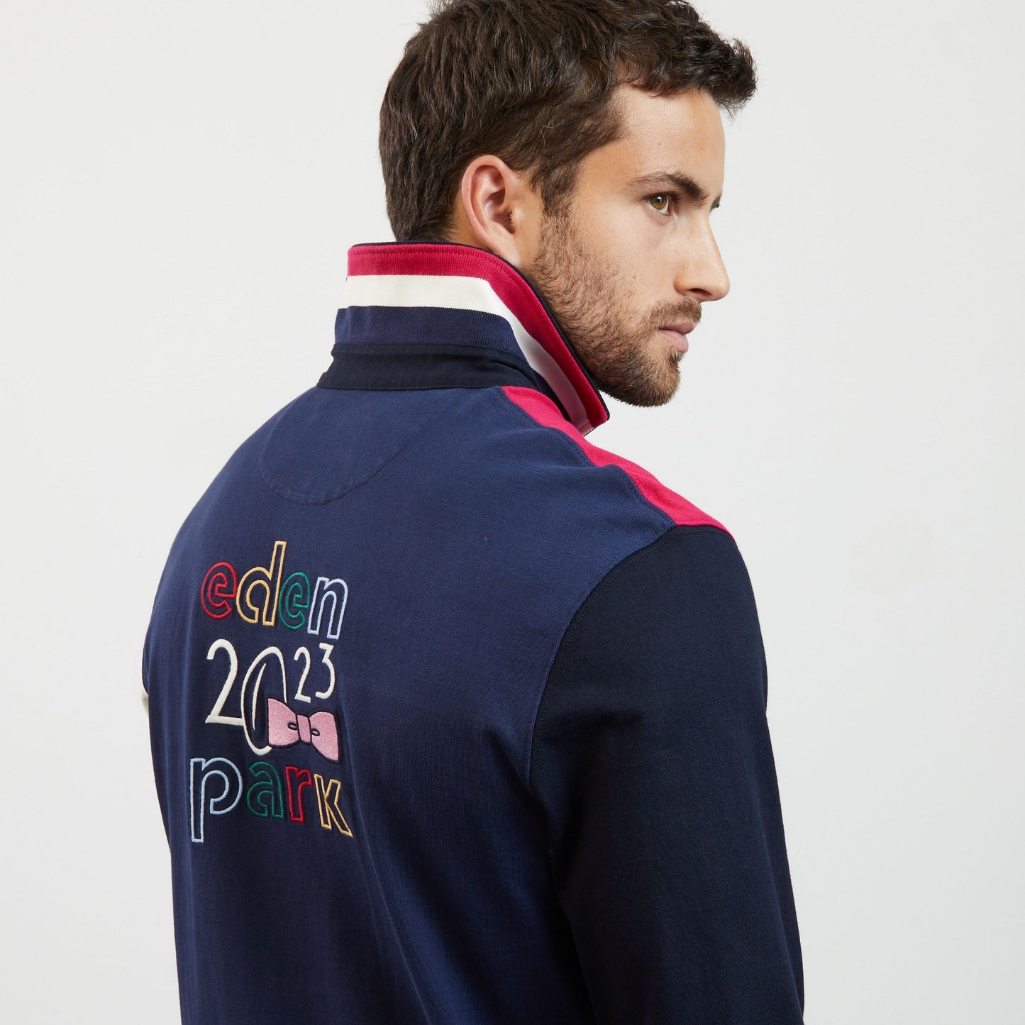 Maillot bleu foncé colorblock à broderies 2023