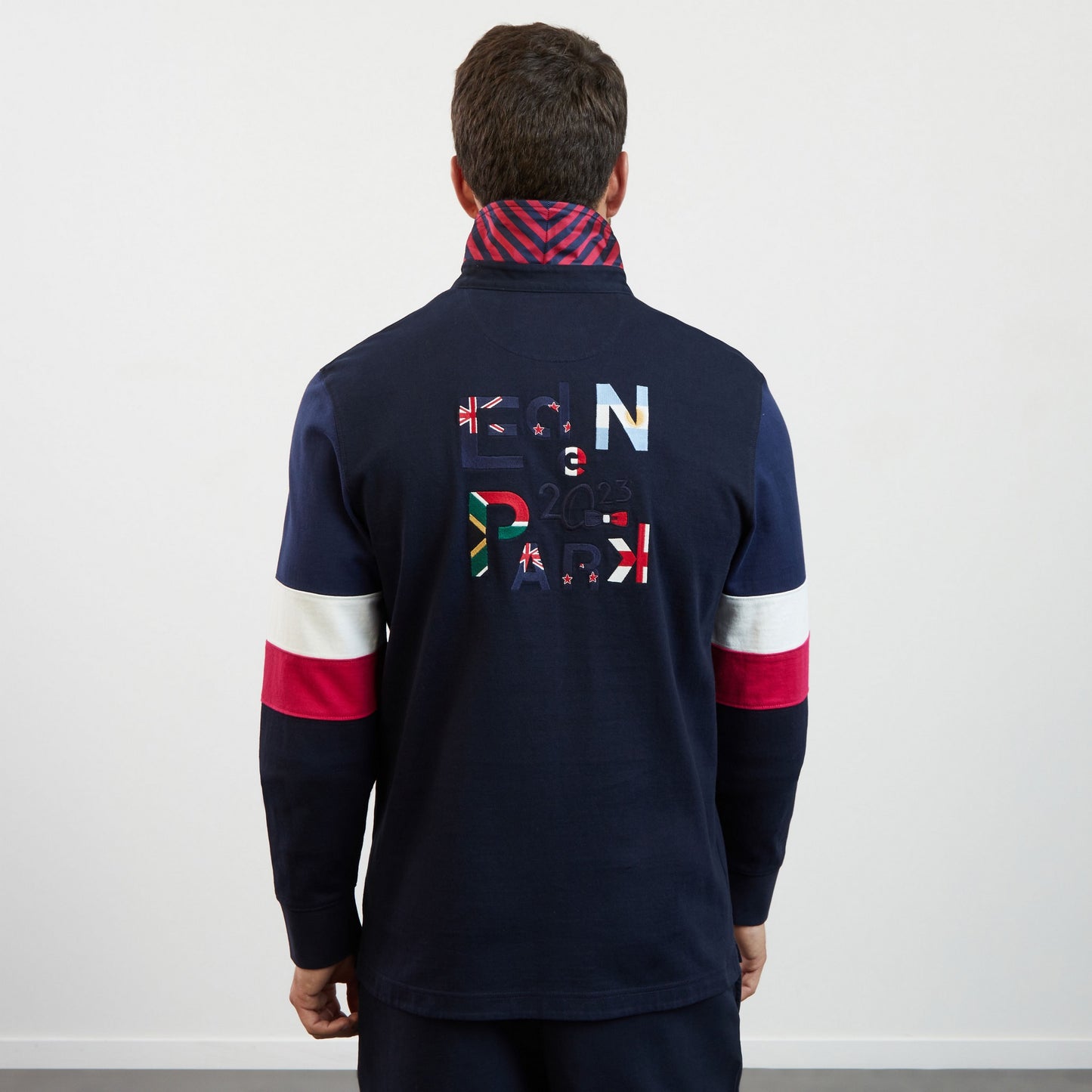 Maillot bleu foncé colorblock à broderie 2023