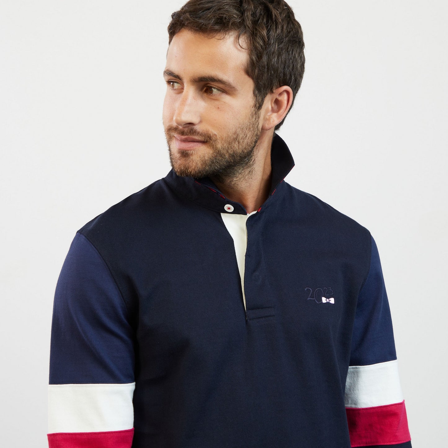 Maillot bleu foncé colorblock à broderie 2023