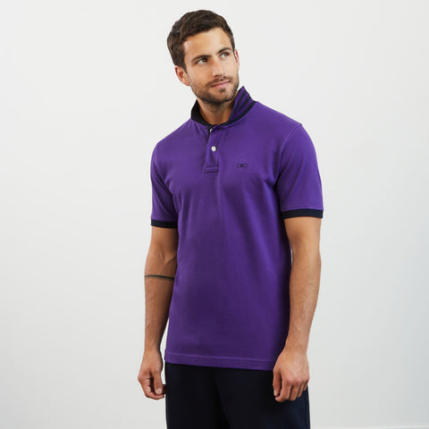 Polo violet slim manches courtes à détails contrastés - Image 3