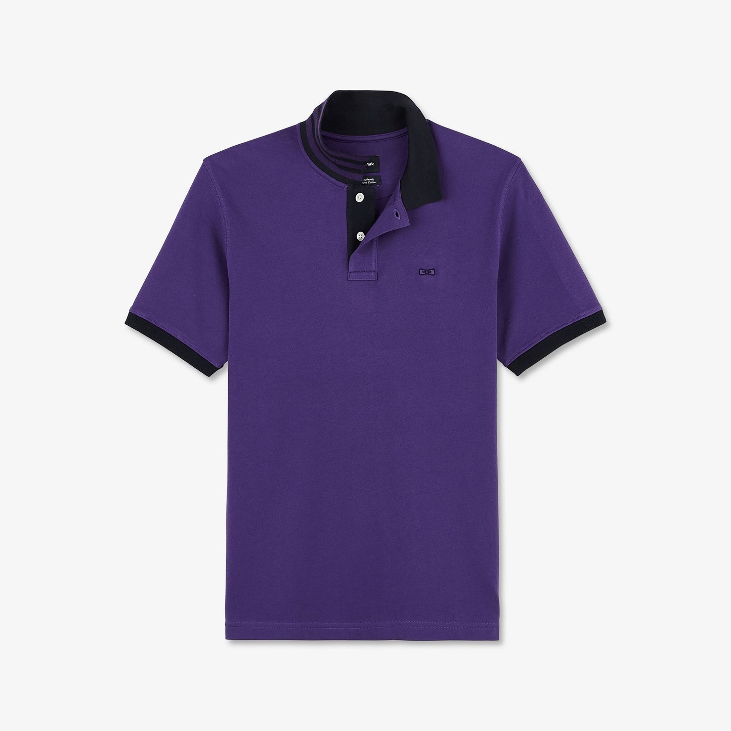 Purple short-sleeved slim-fit polo shirt with contrasting detail