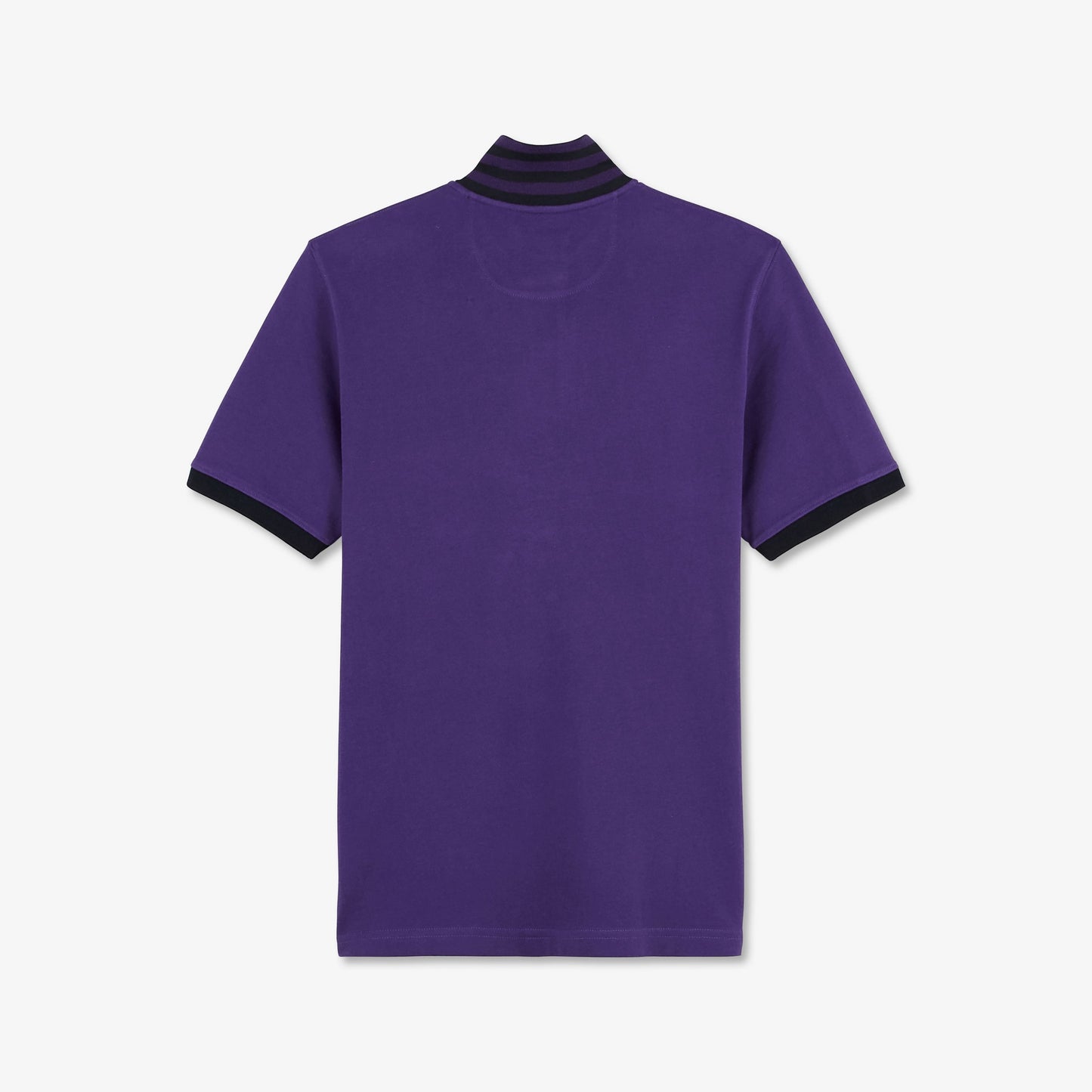 Purple short-sleeved slim-fit polo shirt with contrasting detail