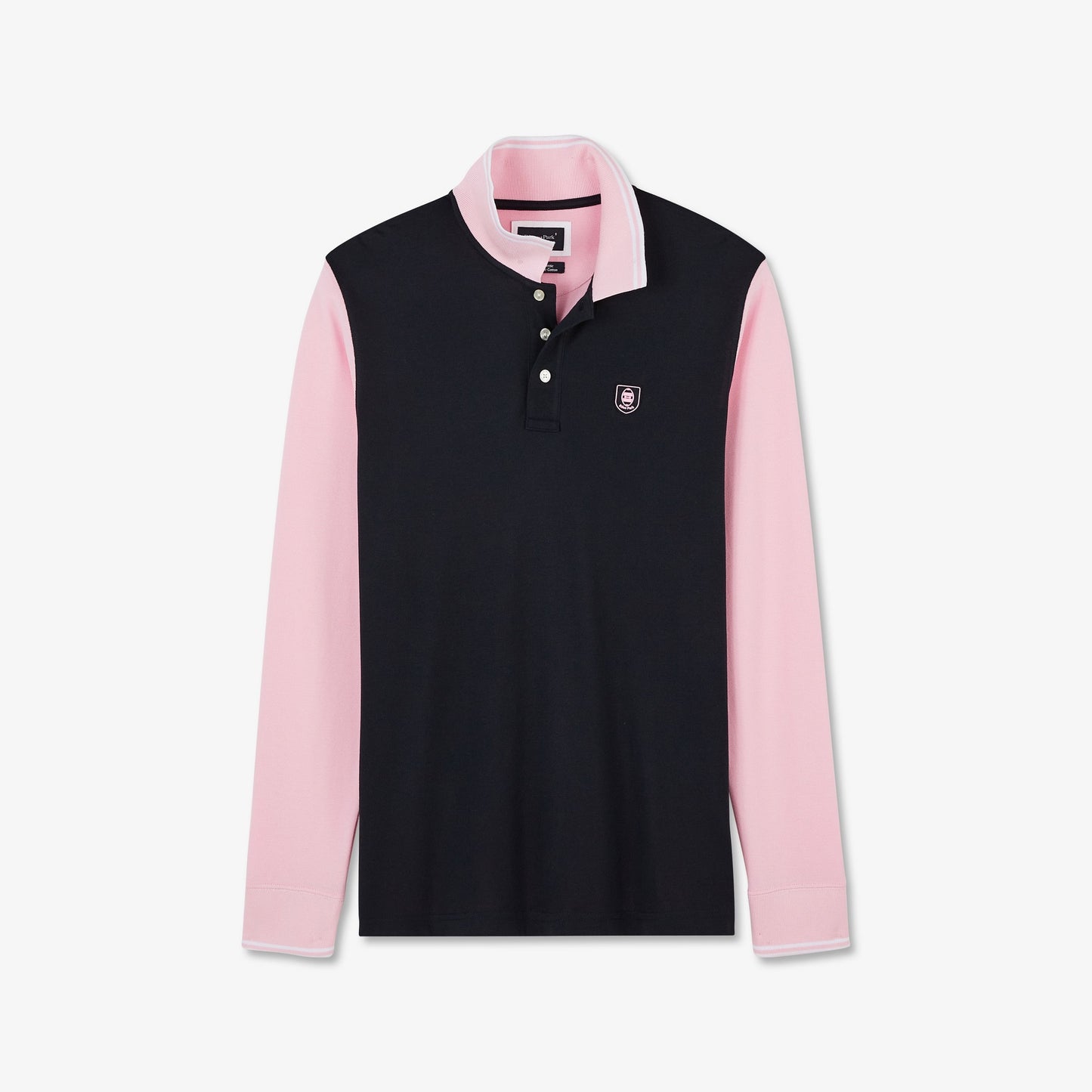 Long-sleeved colourblock polo shirt