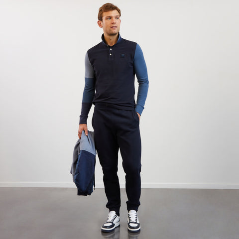 Long-sleeved colourblock polo shirt - Image 1