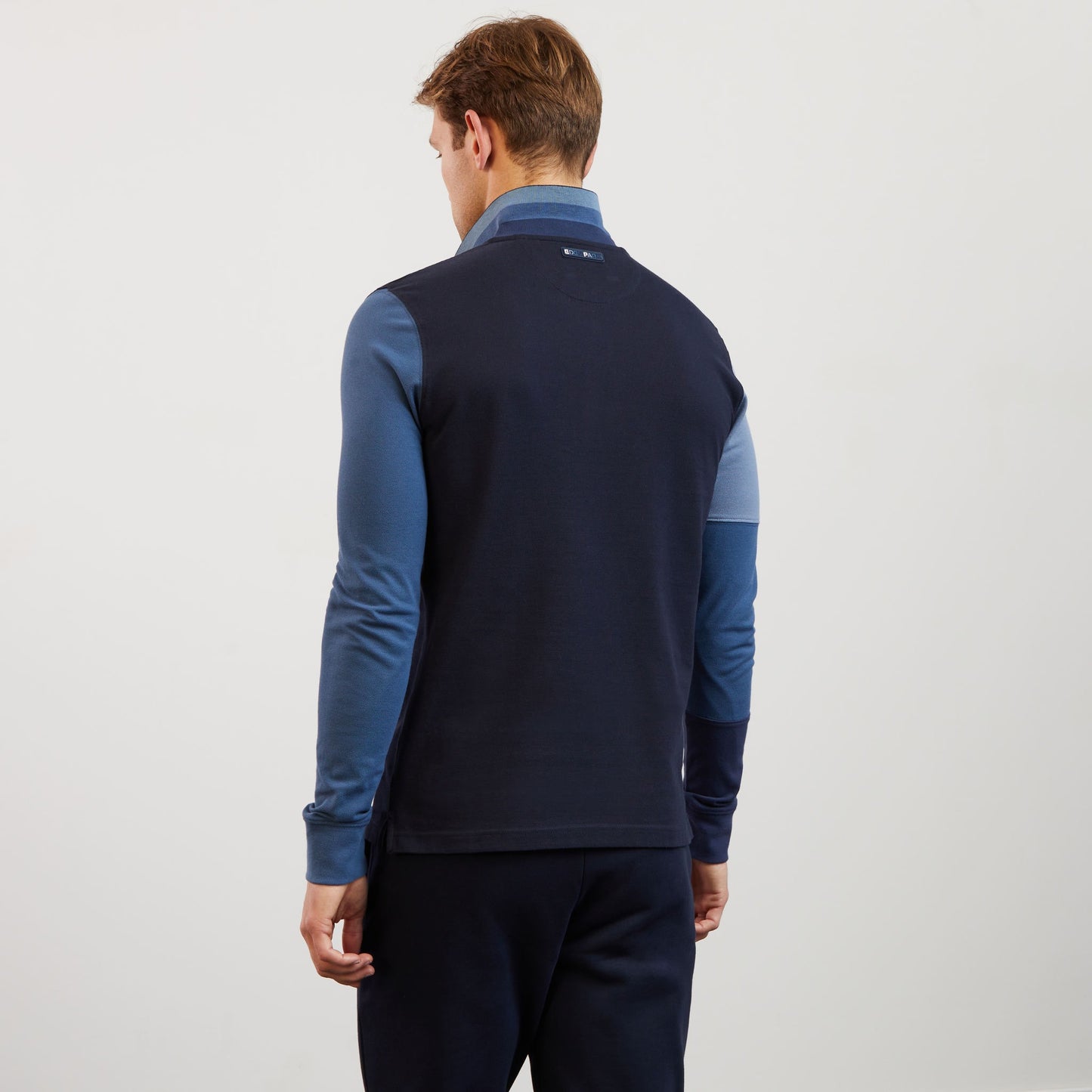 Long-sleeved colourblock polo shirt