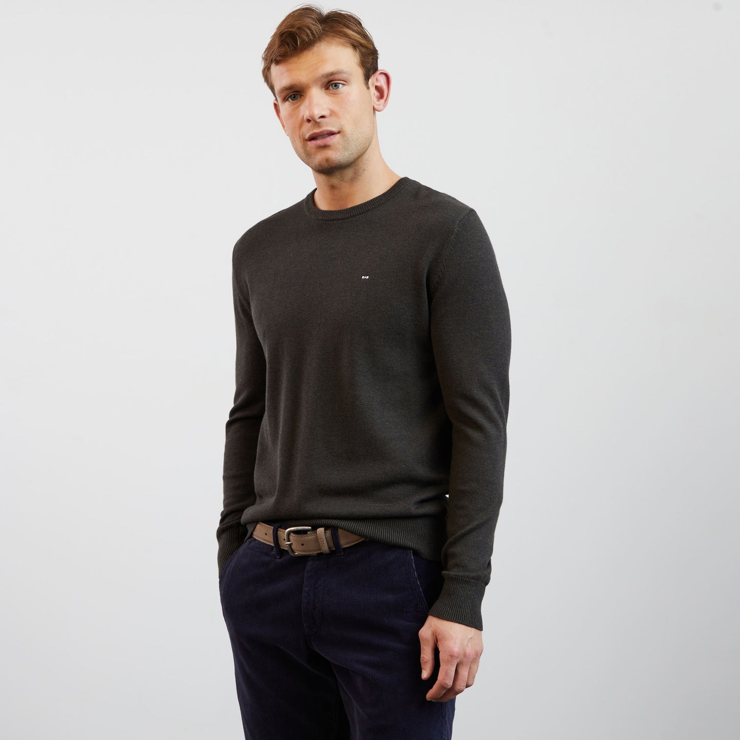 Pull kaki en laine mélangée