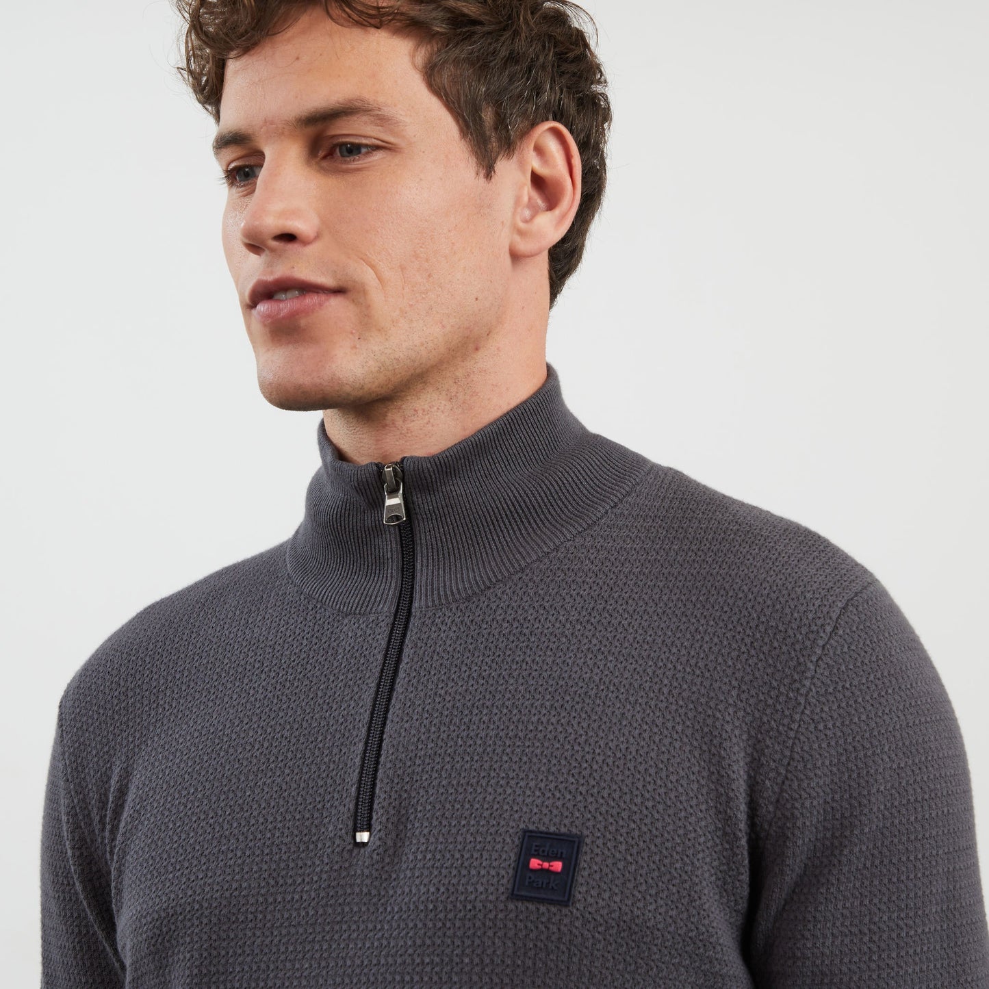 Pull gris foncé camionneur en maille fantaisie
