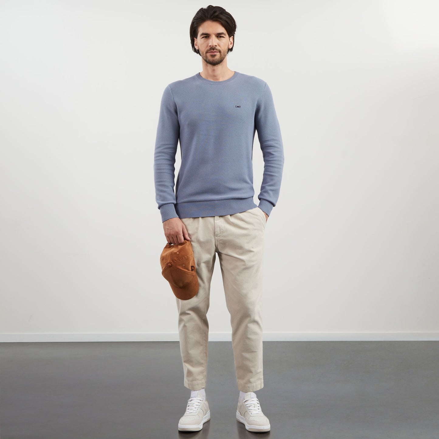 Pull gris en maille fantaisie