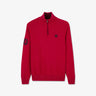 Dark pink zip-neck jumper with no. 10 embroidery