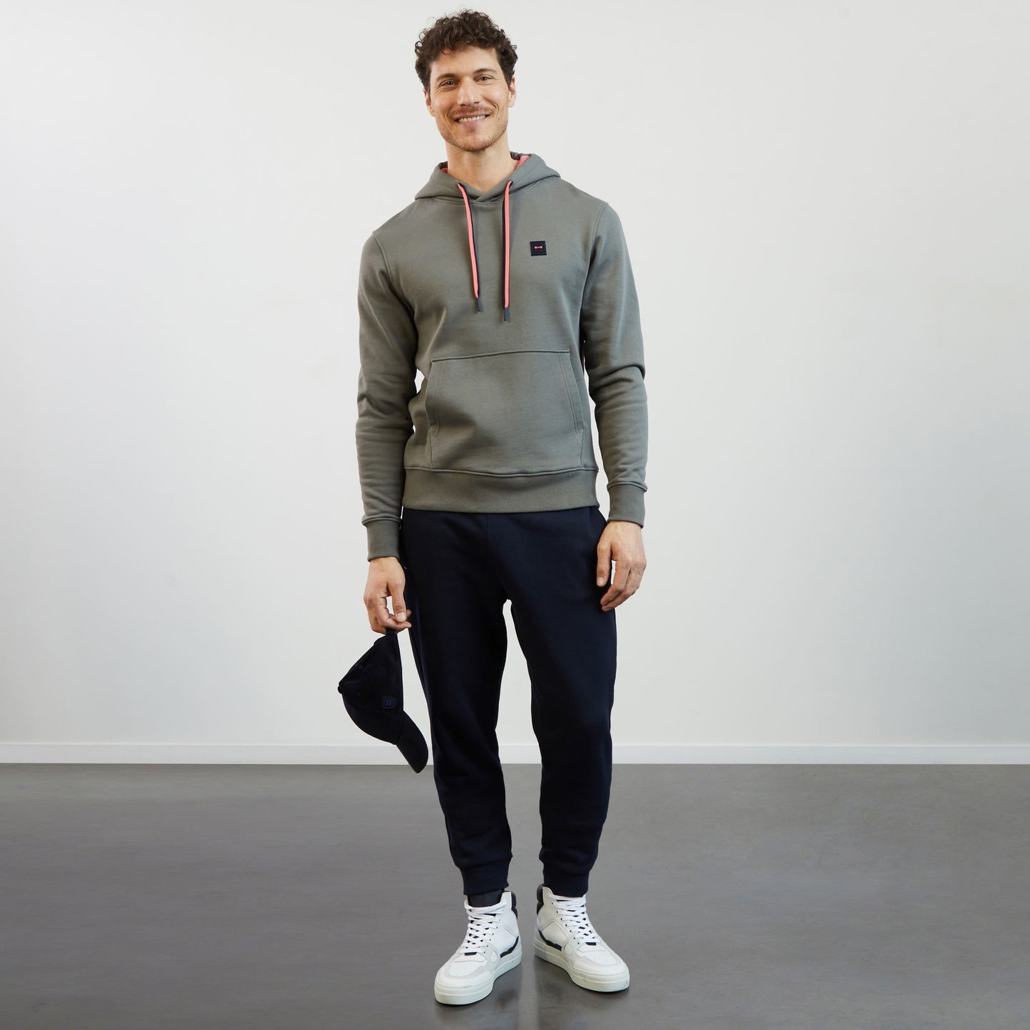 Grey hooded sweatshirt with contrasting detail