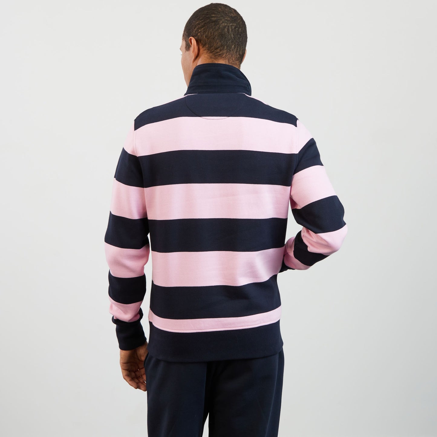 Sweat rose cerclé à col polo