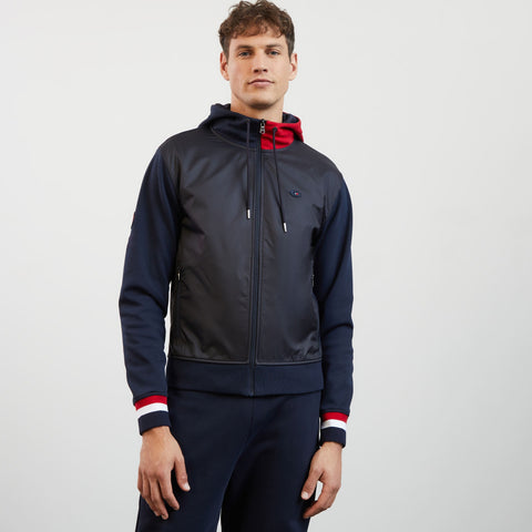 Sweat bleu marine colorblock zippé à capuche - Image 3