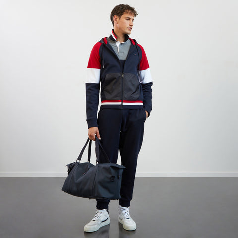 Sweat rouge colorblock zippé à capuche - Image 1