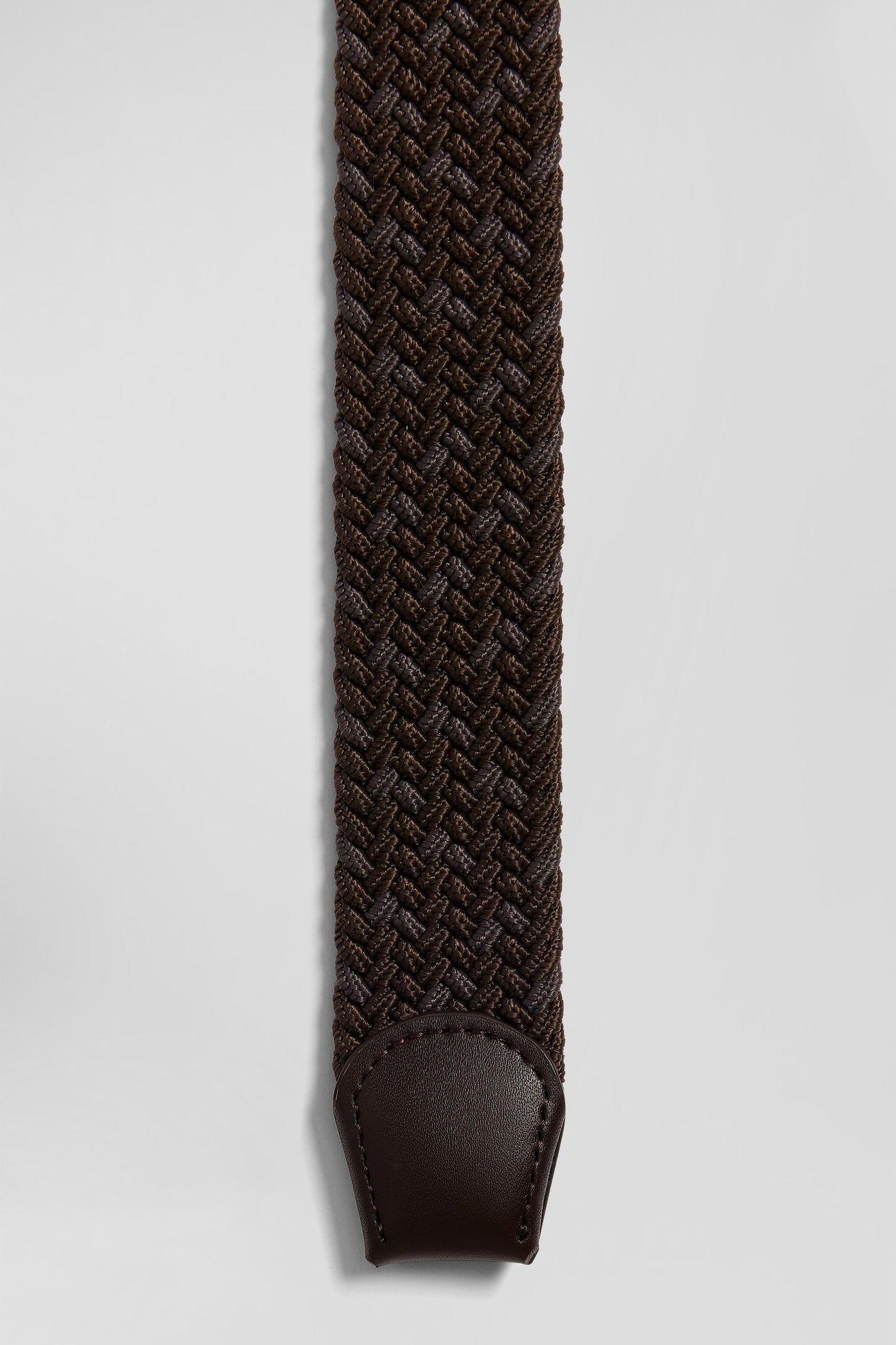 Ceinture tressée marron à boucle en métal argenté