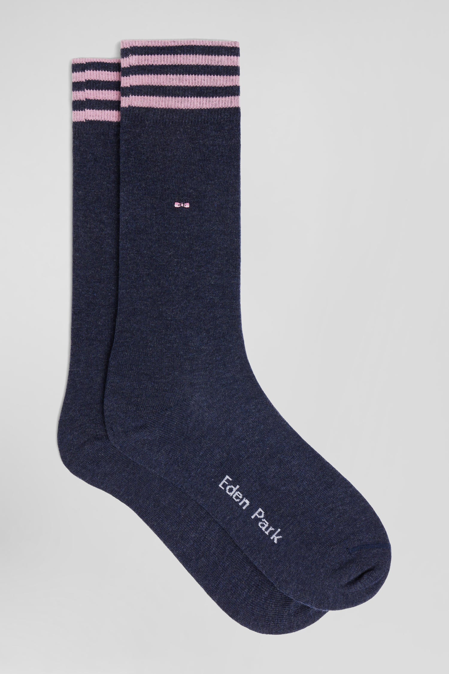 Paire de chaussettes bleues à détails cerclés en coton stretch