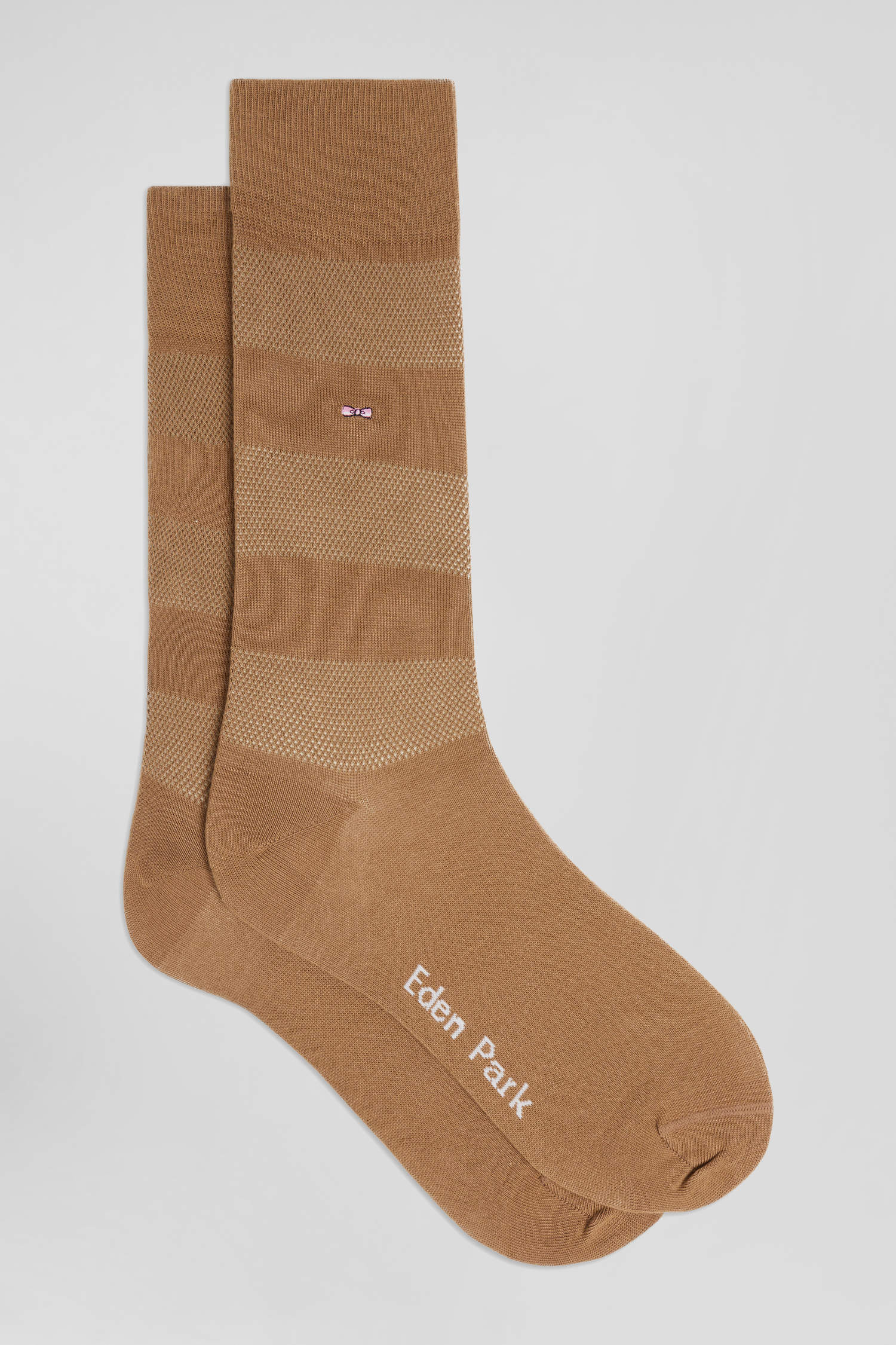 Paire de chaussettes marron à jeux de maille en coton stretch