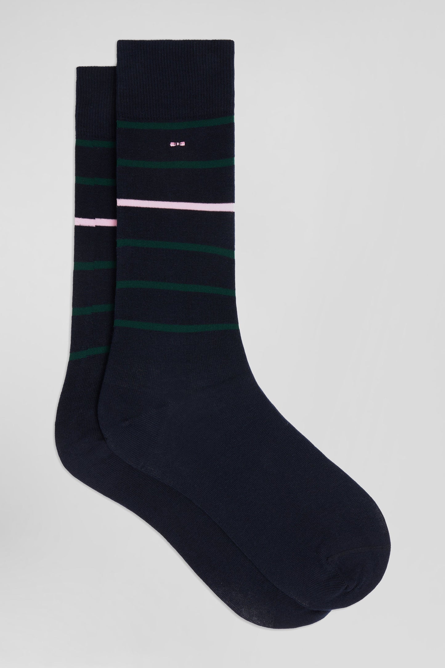 Paire de chaussettes rayées en coton stretch bleu marine