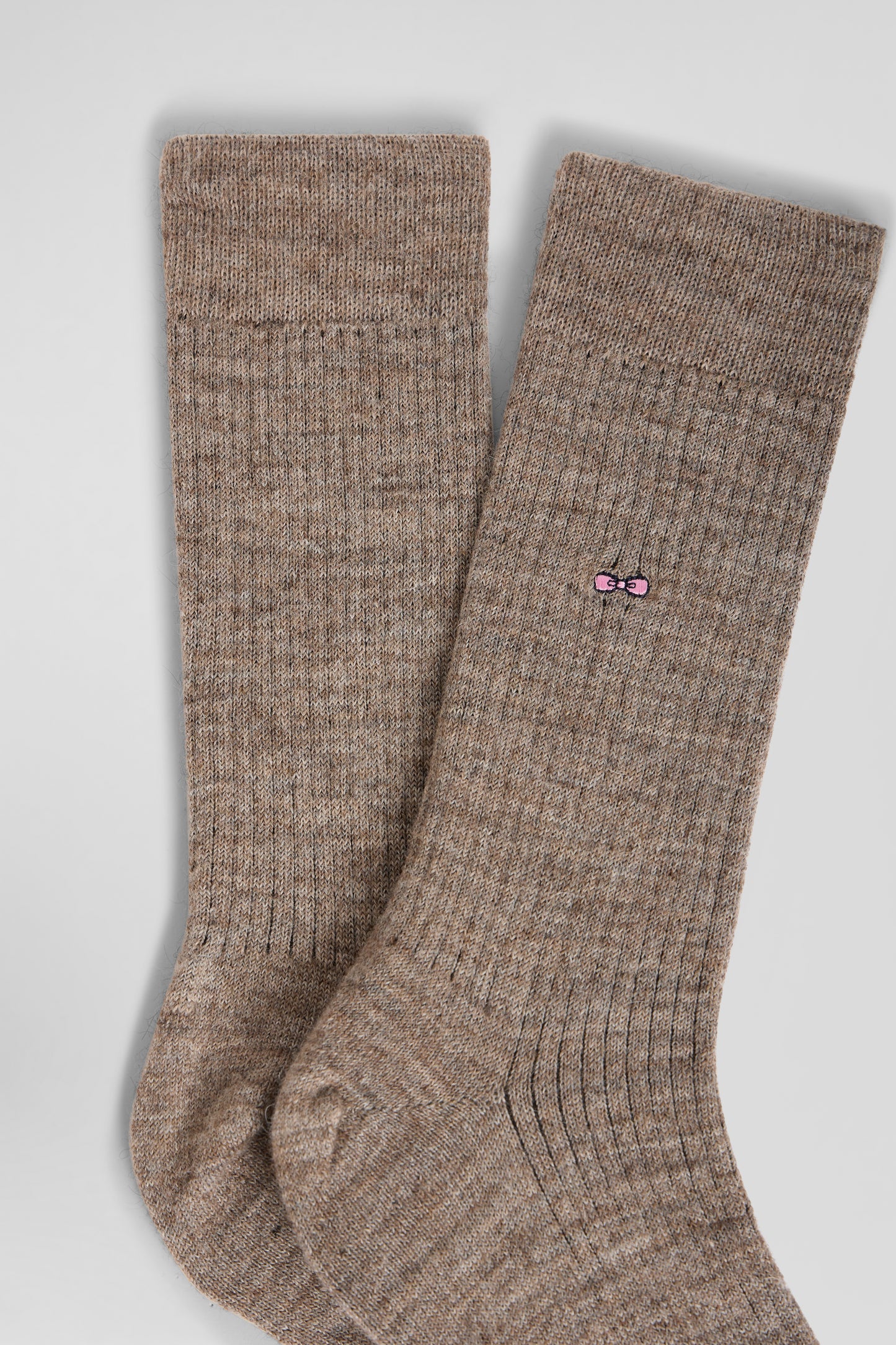 Chaussettes femme en laine alpaga mélangé marron