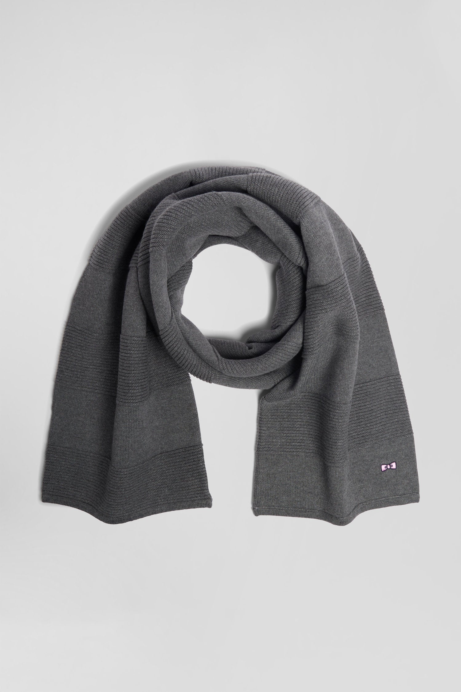 Anthracite grey striped cotton scarf