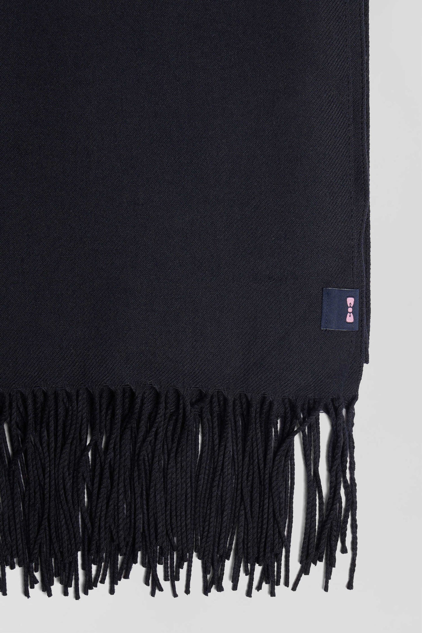 Navy blue fringed plain scarf