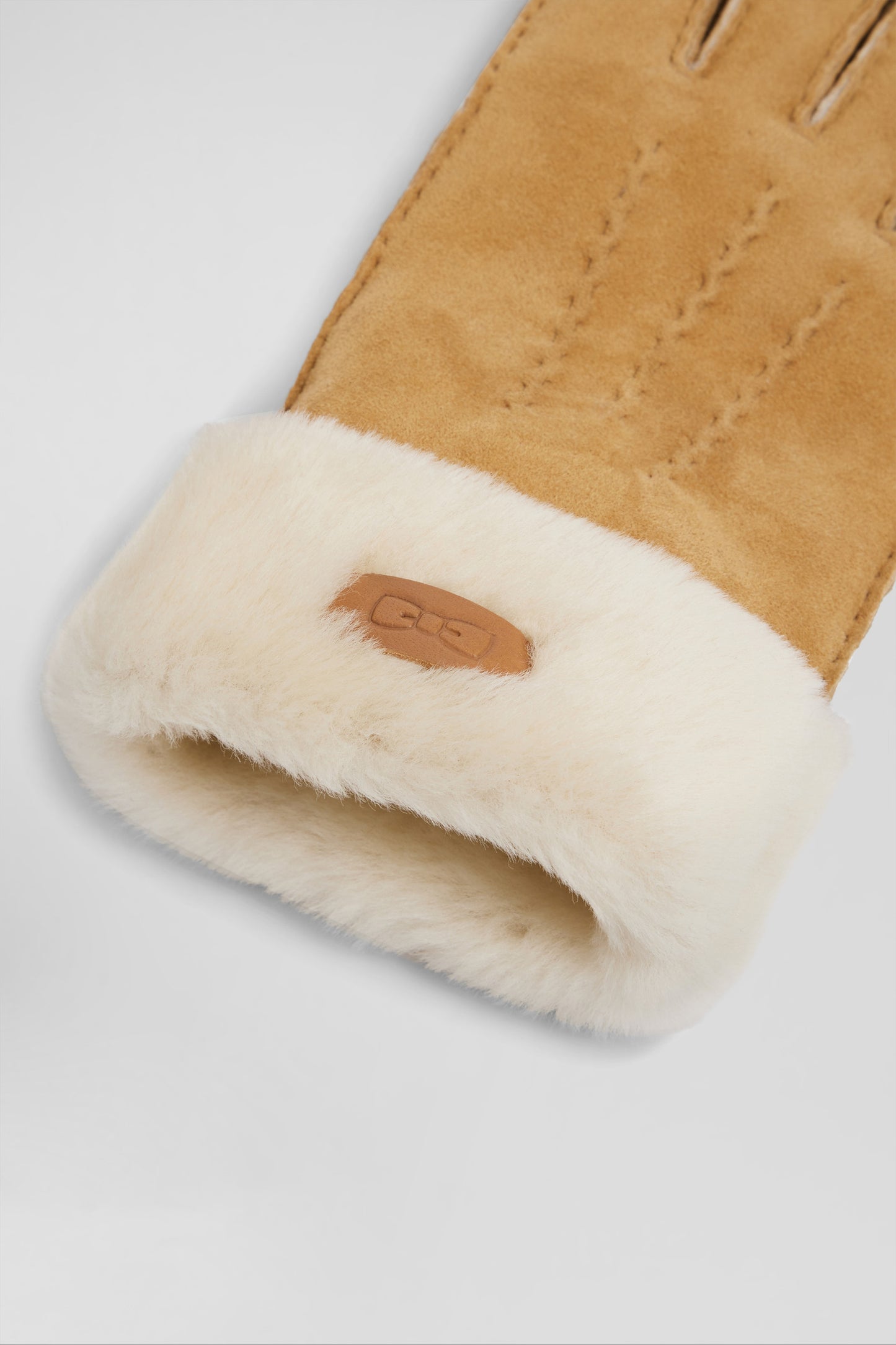 Camel shearling leather gloves