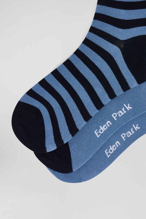 Set of 3 pairs of striped blue stretch cotton socks - Image 3