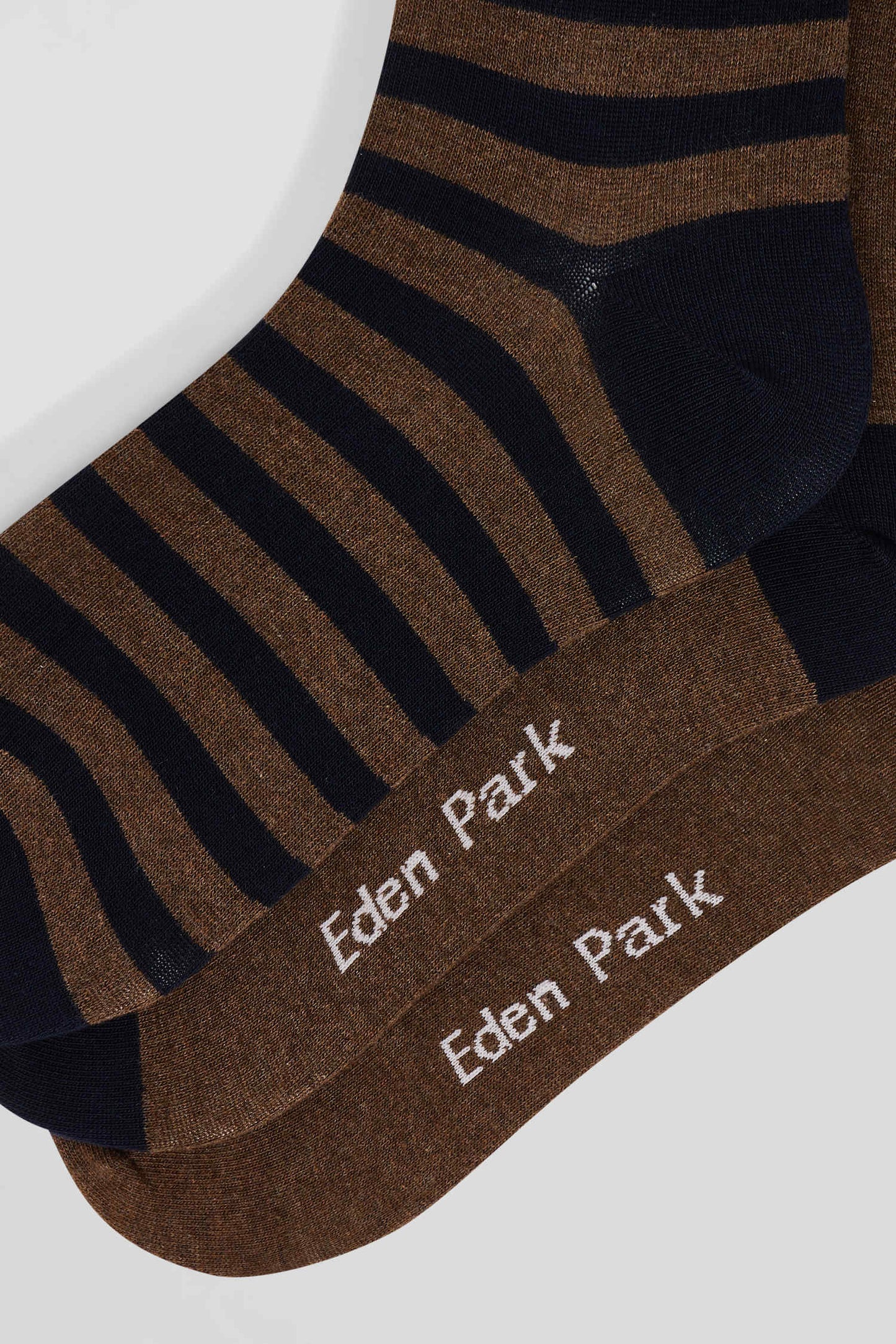 Set of 3 pairs of striped brown stretch cotton socks