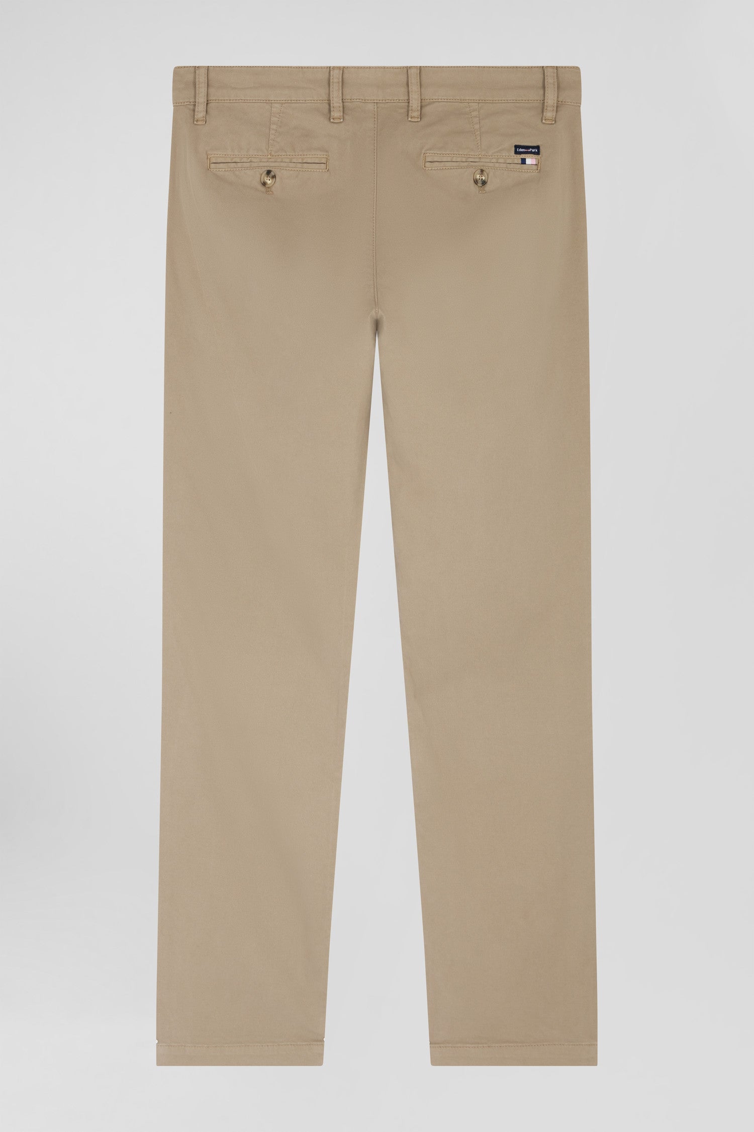 Pantalon chino beige en gabardine de coton stretch coupe Regular