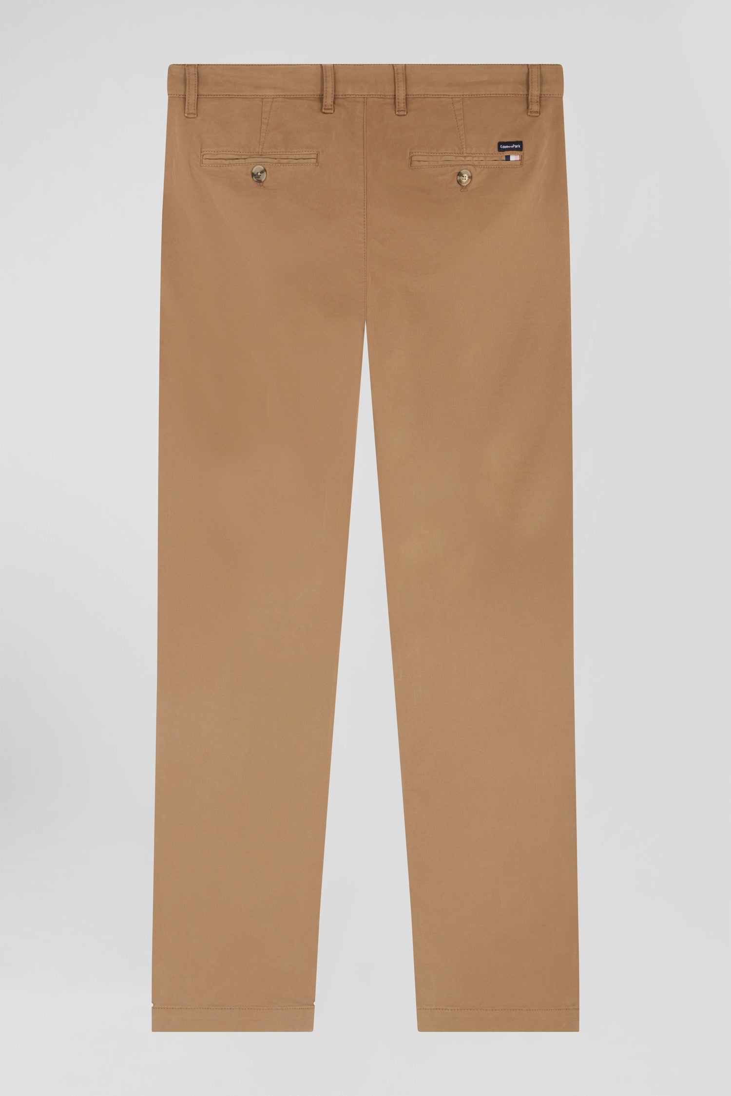 Pantalon chino marron en gabardine de coton stretch coupe Regular