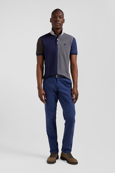 Regular blue chino trousers in stretch cotton gabardine - Image 1