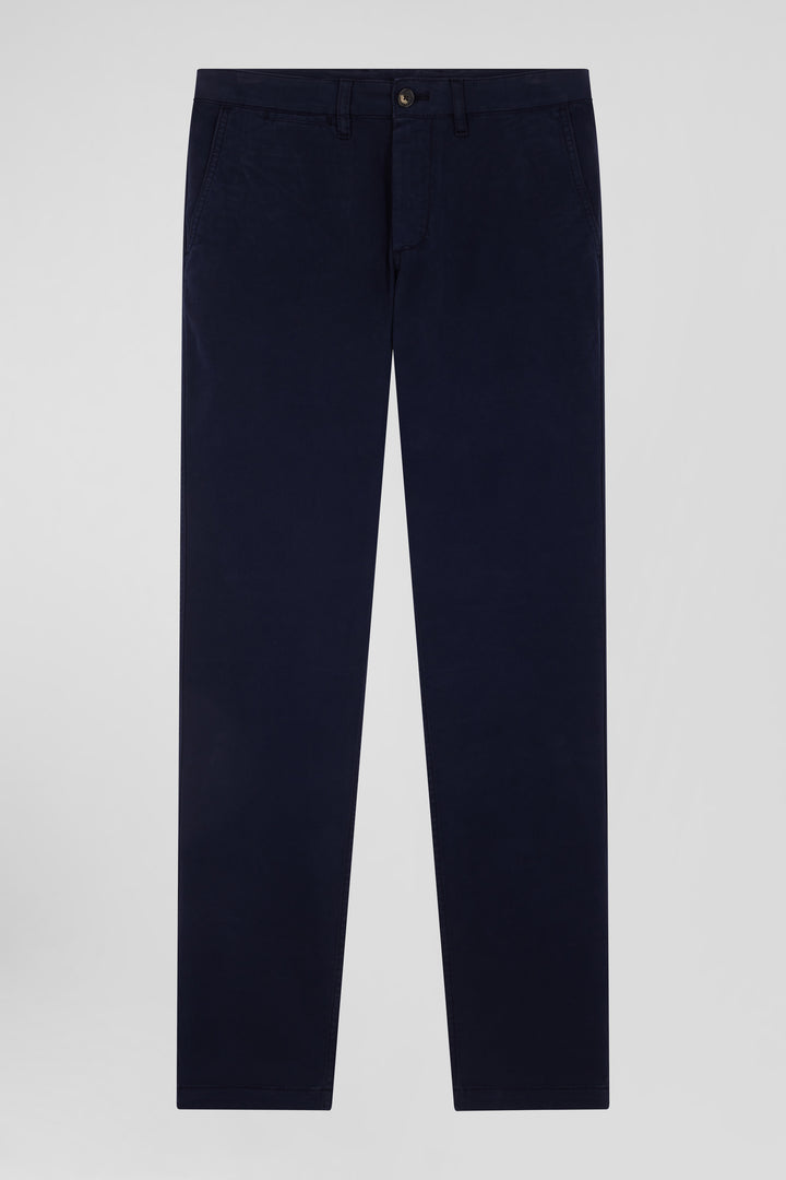 Pantalon chino bleu marine en gabardine de coton stretch coupe Regular