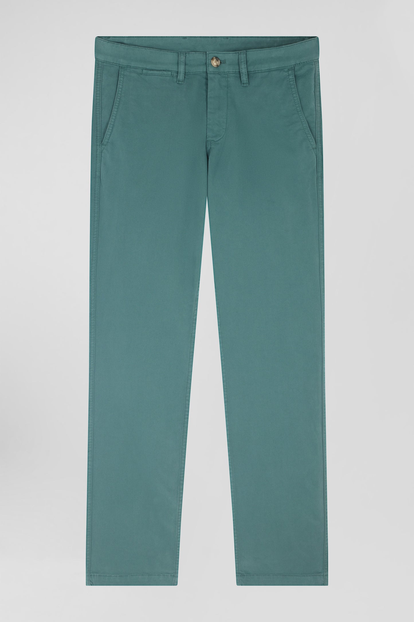 Pantalon chino vert en gabardine de coton stretch coupe Regular